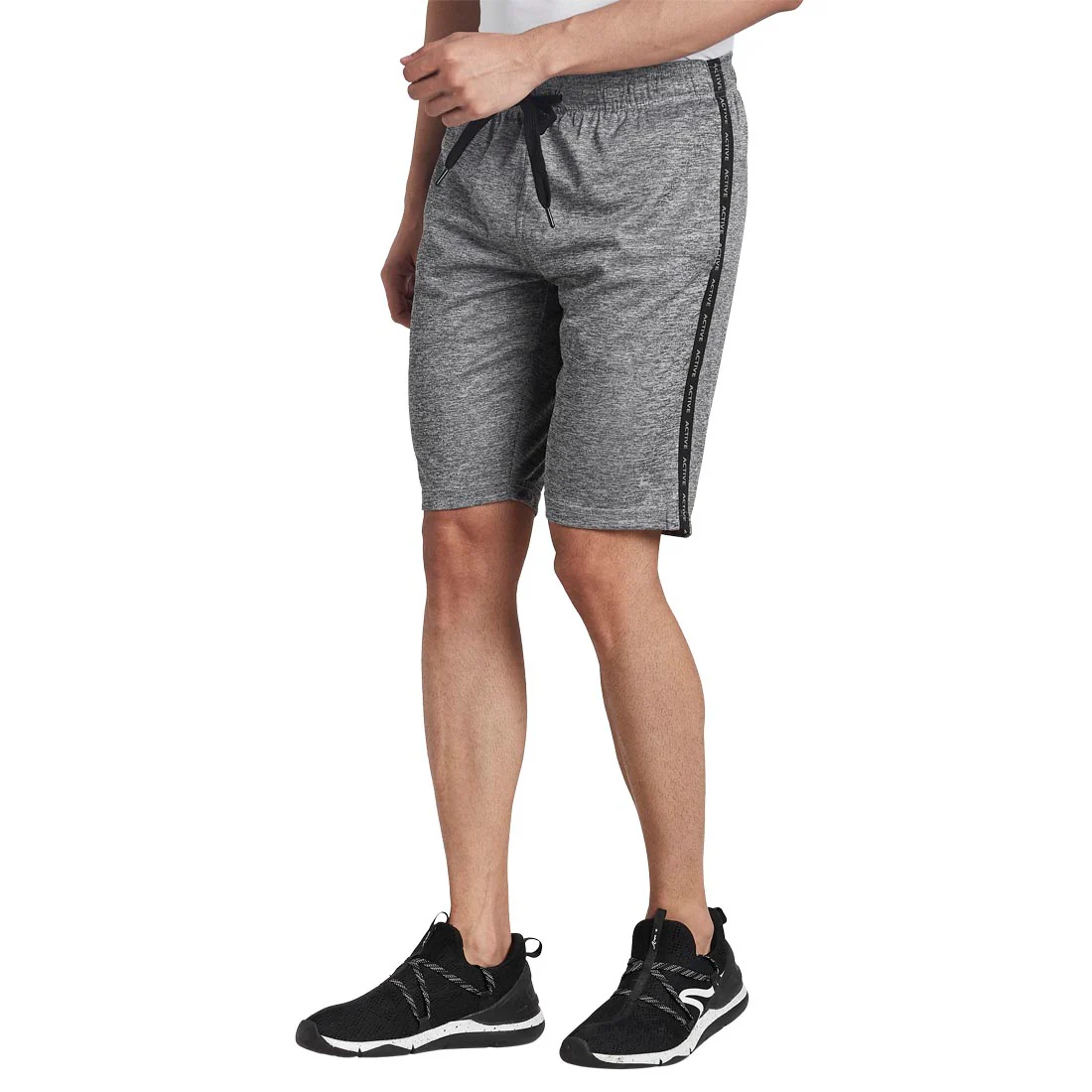 Men Grey Regular Fit Solid Polyester Shorts - Image 3