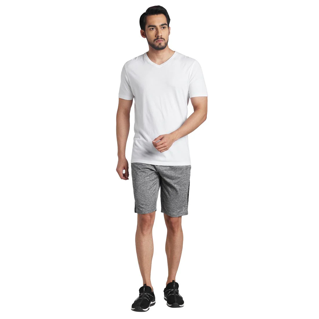 Men Grey Regular Fit Solid Polyester Shorts - Image 5
