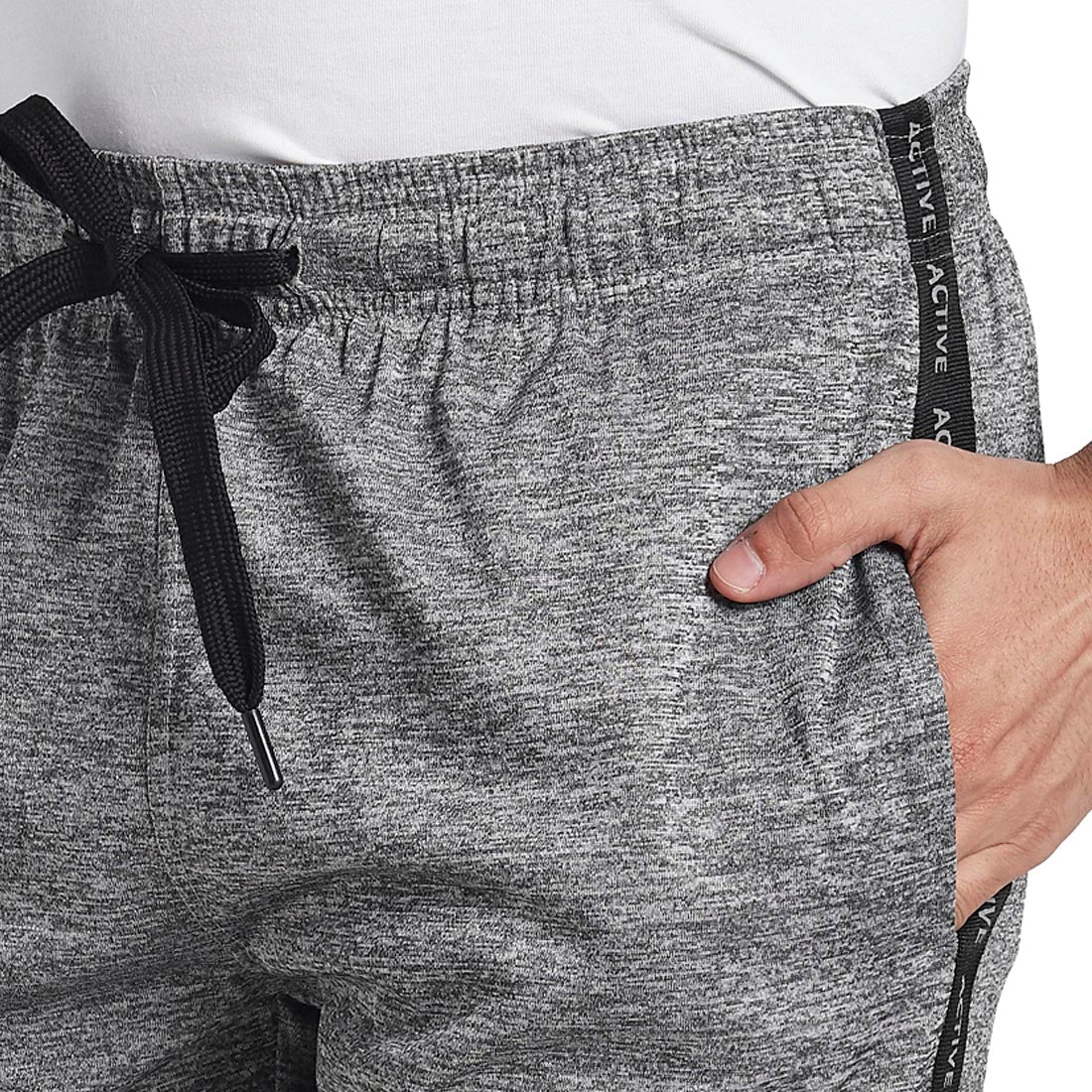 Men Grey Regular Fit Solid Polyester Shorts - Image 6