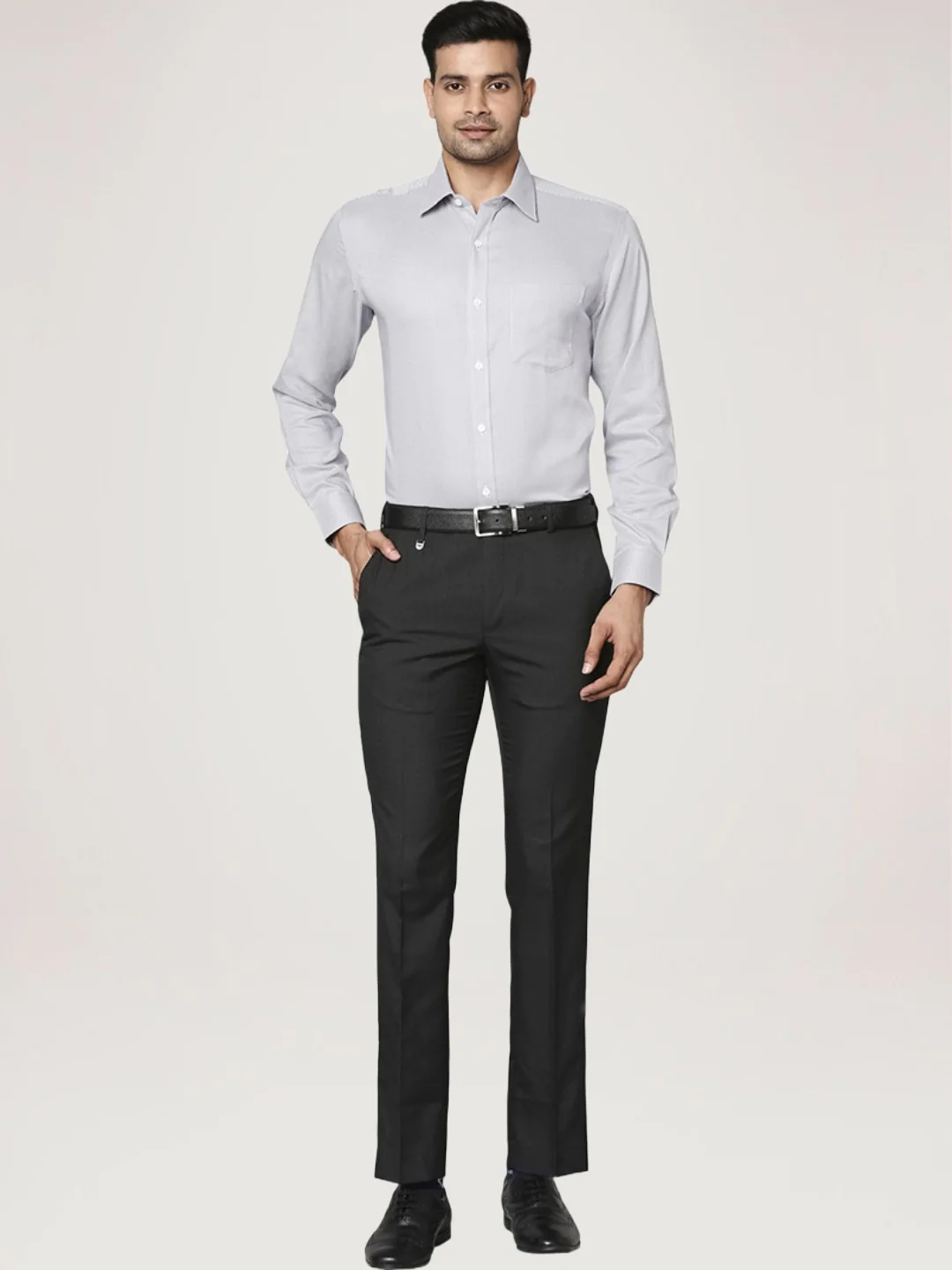 Men Grey Regular Fit Structure Cotton Full Sleeve Ainsley Collar Shirts - Image 2