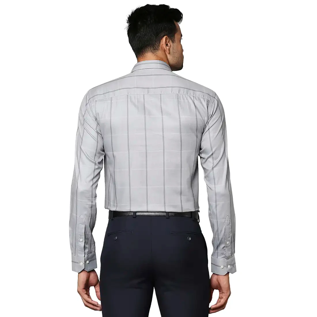Men Grey Slim Fit Checks Cotton Blend Shirts - Image 4