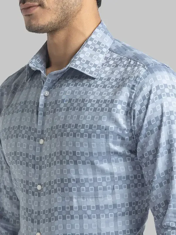 Men Grey Slim Fit Checks Cotton Shirts - Image 6