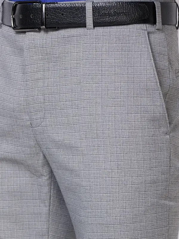 Men Grey Slim Fit Checks Polyester Blend Trouser - Image 6