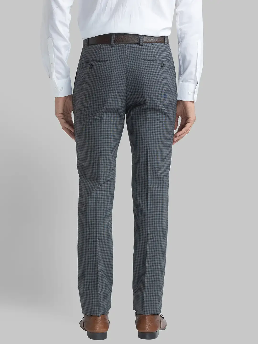 Men Grey Slim Fit Checks Polyester Blend Trouser - Image 4