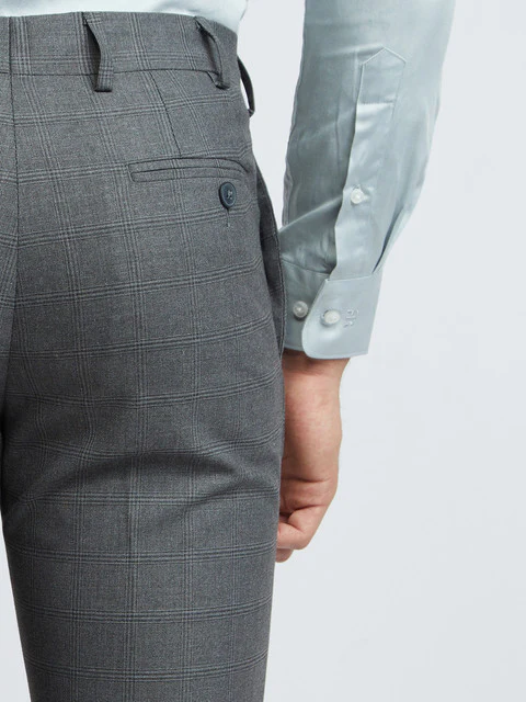 Men Grey Slim Fit Checks Polyester Blend Trouser - Image 7
