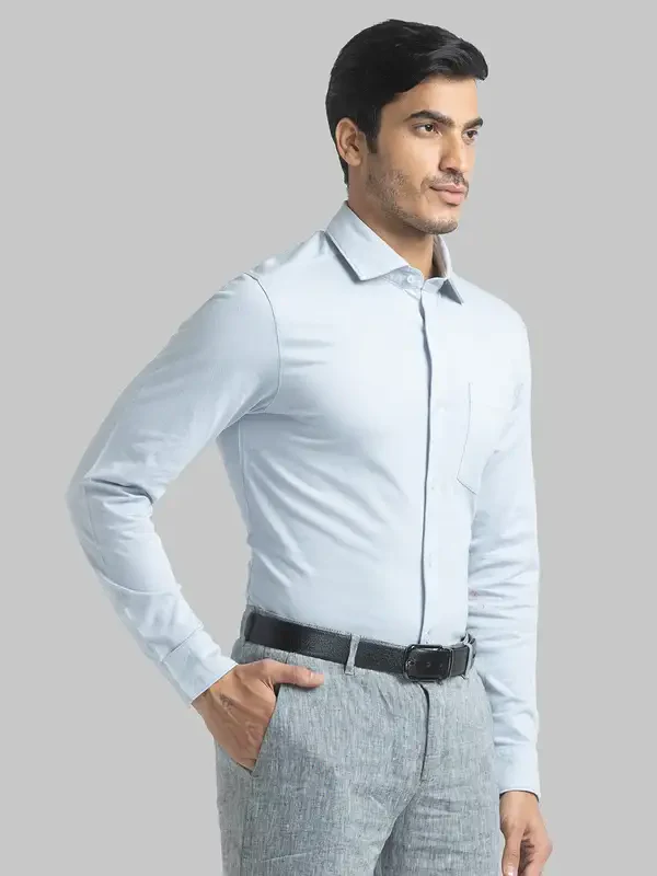 Men Grey Slim Fit Cotton Shirts - Image 2