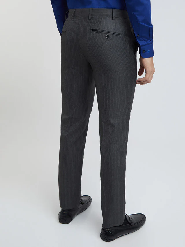 Men Grey Slim Fit Polyester Blend Trouser - Image 4