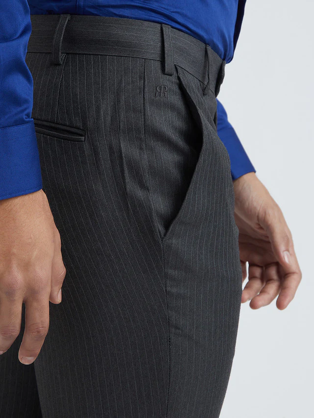 Men Grey Slim Fit Polyester Blend Trouser - Image 6