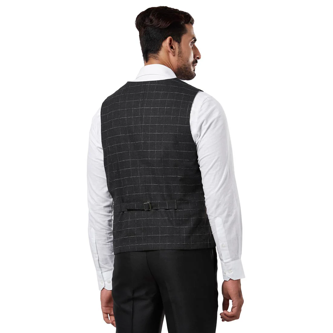 Men Grey Slim Fit Polyester Blend Waist Coat - Image 4