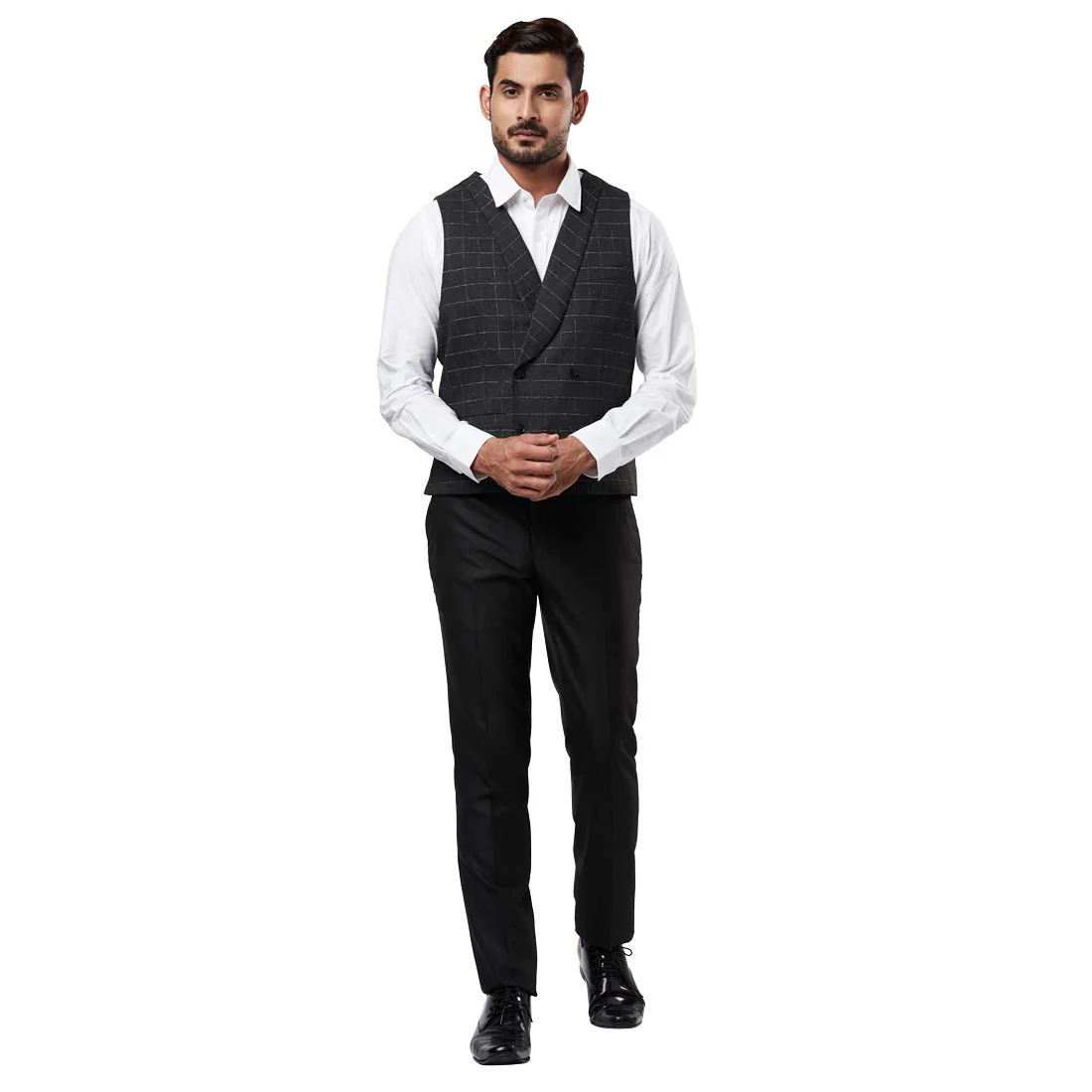 Men Grey Slim Fit Polyester Blend Waist Coat - Image 5