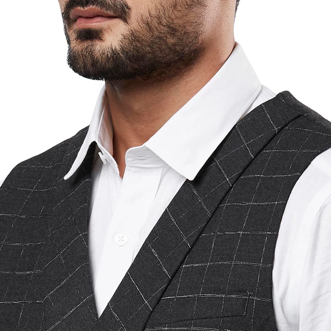 Men Grey Slim Fit Polyester Blend Waist Coat - Image 6