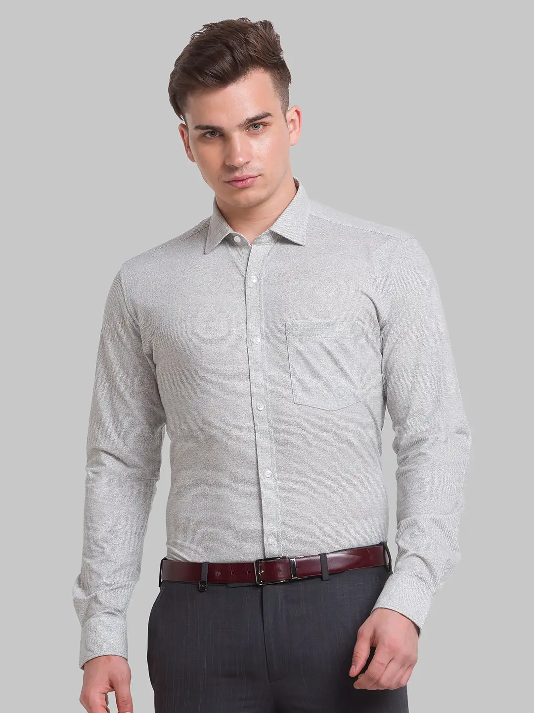 Men Grey Slim Fit Print Cotton Blend Shirts