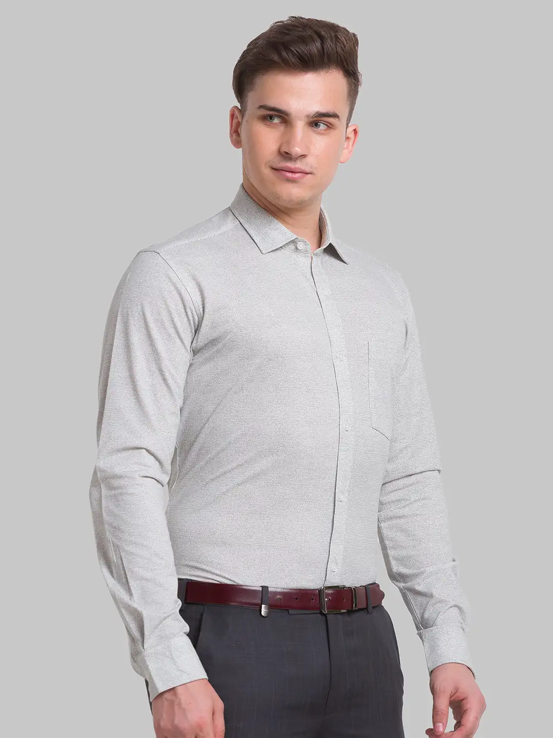 Men Grey Slim Fit Print Cotton Blend Shirts - Image 2