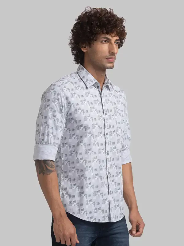 Parx Men Green Printed Slim Fit Cotton Casual Shirt - Image 2