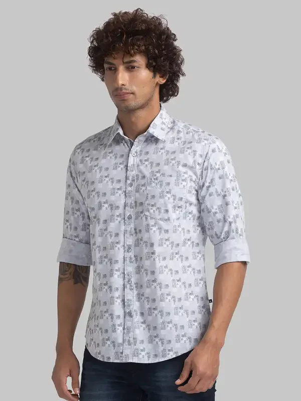 Parx Men Green Printed Slim Fit Cotton Casual Shirt - Image 3