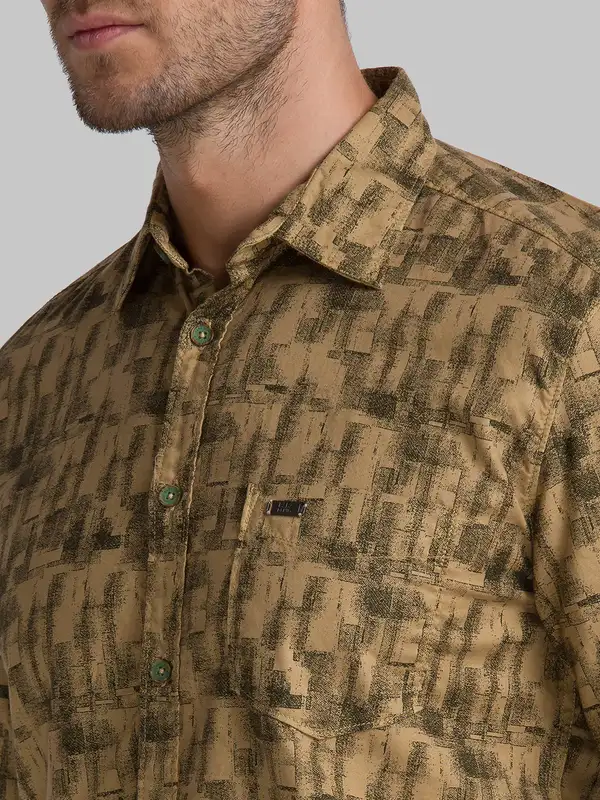 Men Grey Slim Fit Print Cotton Full Sleeve Shirts - Image 6