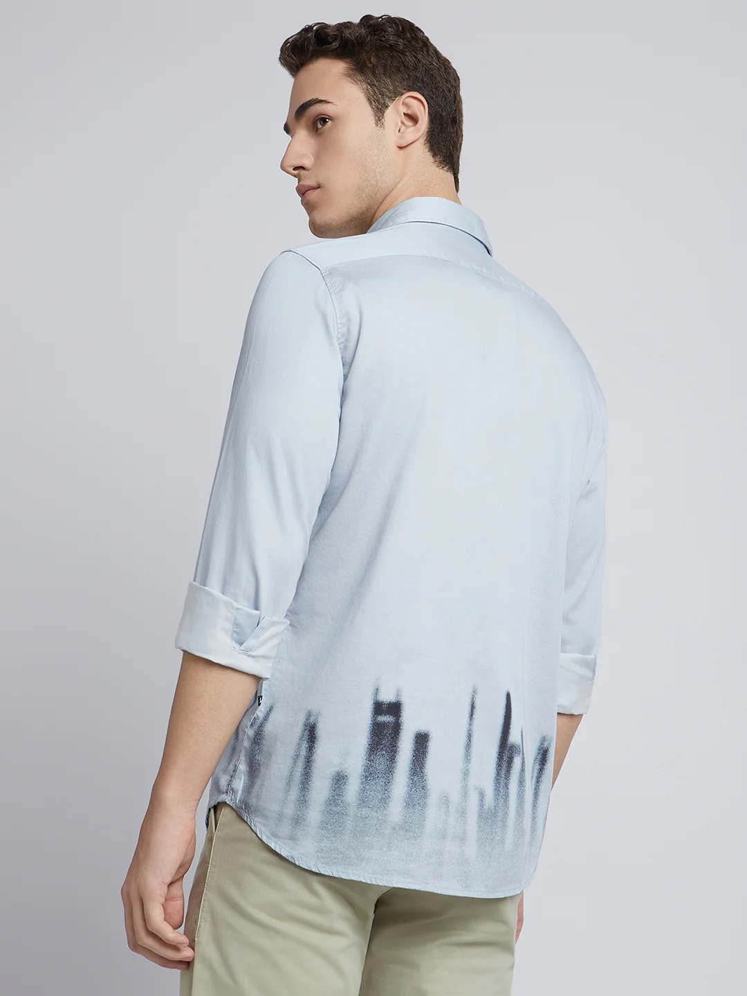 Men Grey Slim Fit Print Cotton Full Sleeve Shirts - Image 4