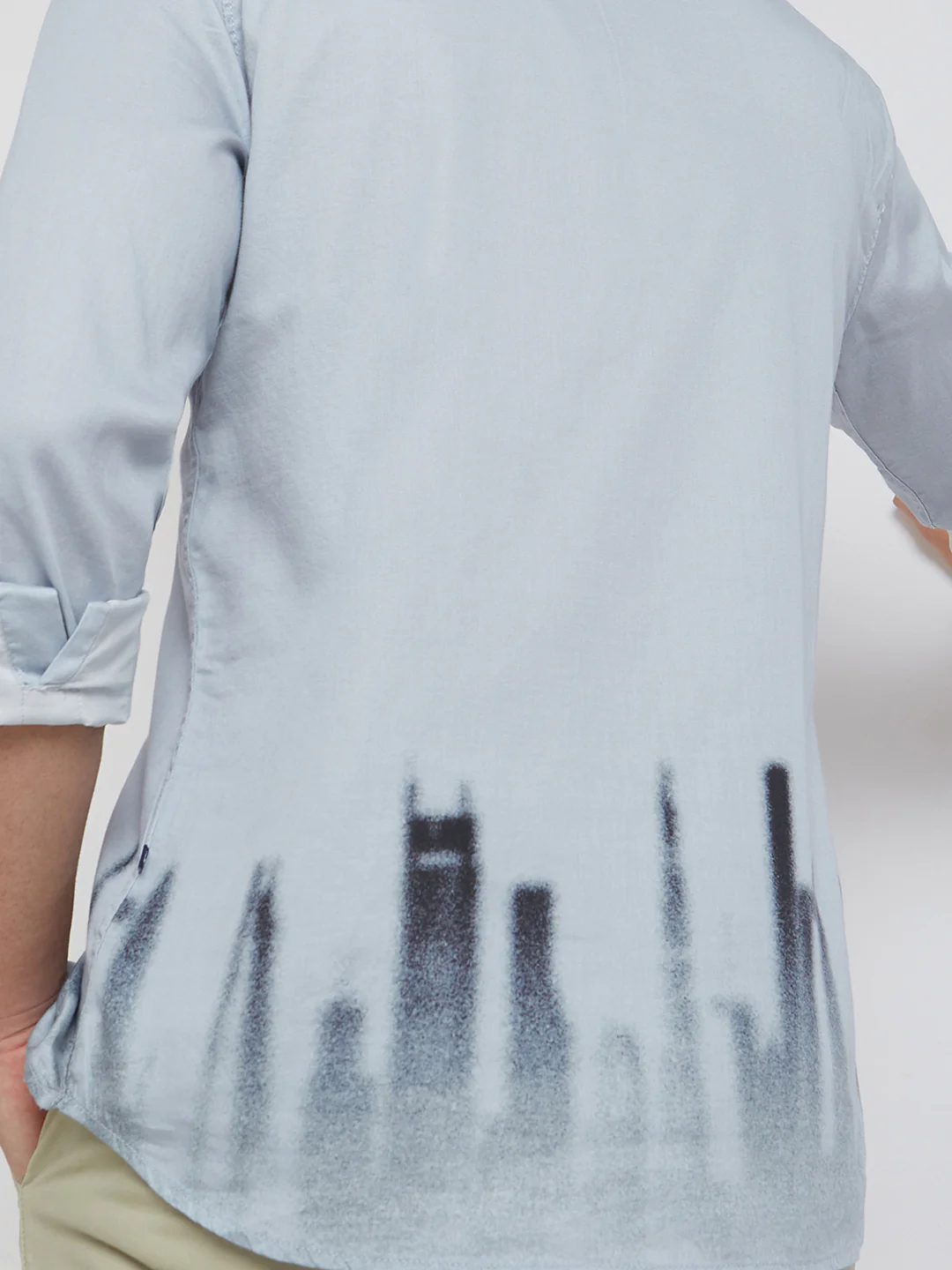 Men Grey Slim Fit Print Cotton Full Sleeve Shirts - Image 7