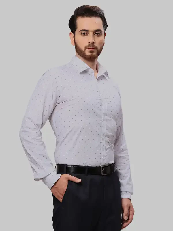 Men Grey Slim Fit Print Cotton Shirts - Image 2