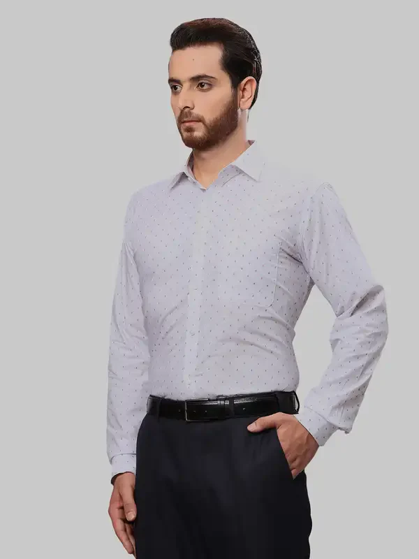 Men Grey Slim Fit Print Cotton Shirts - Image 3