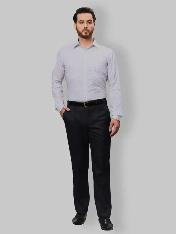 Men Grey Slim Fit Print Cotton Shirts - Image 5