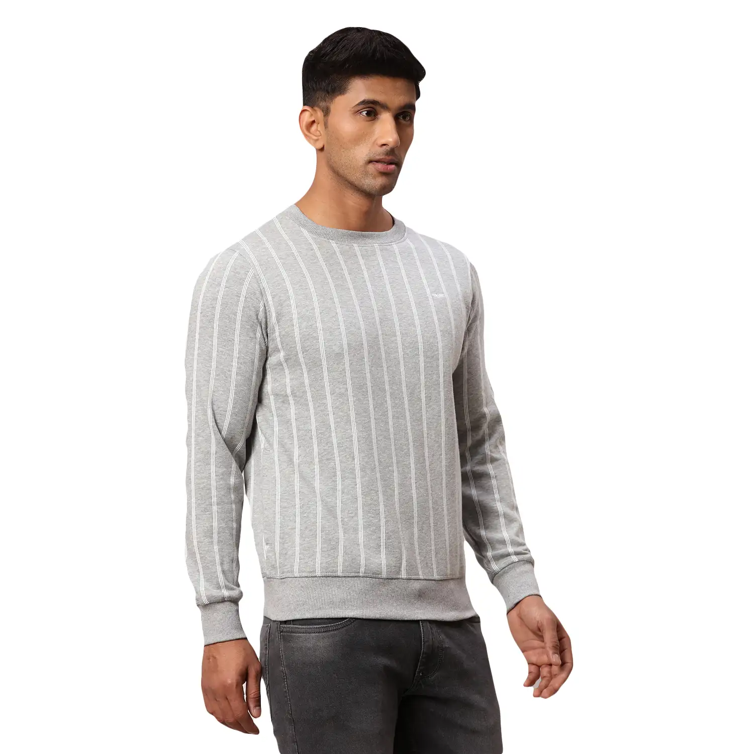Men Grey Slim Fit Print Polyester Blend Sweatshirts - Image 2