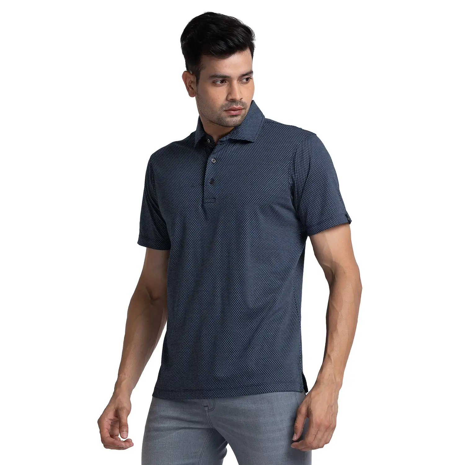 Men Grey Slim Fit Solid Cotton Blend Jeans - Image 3