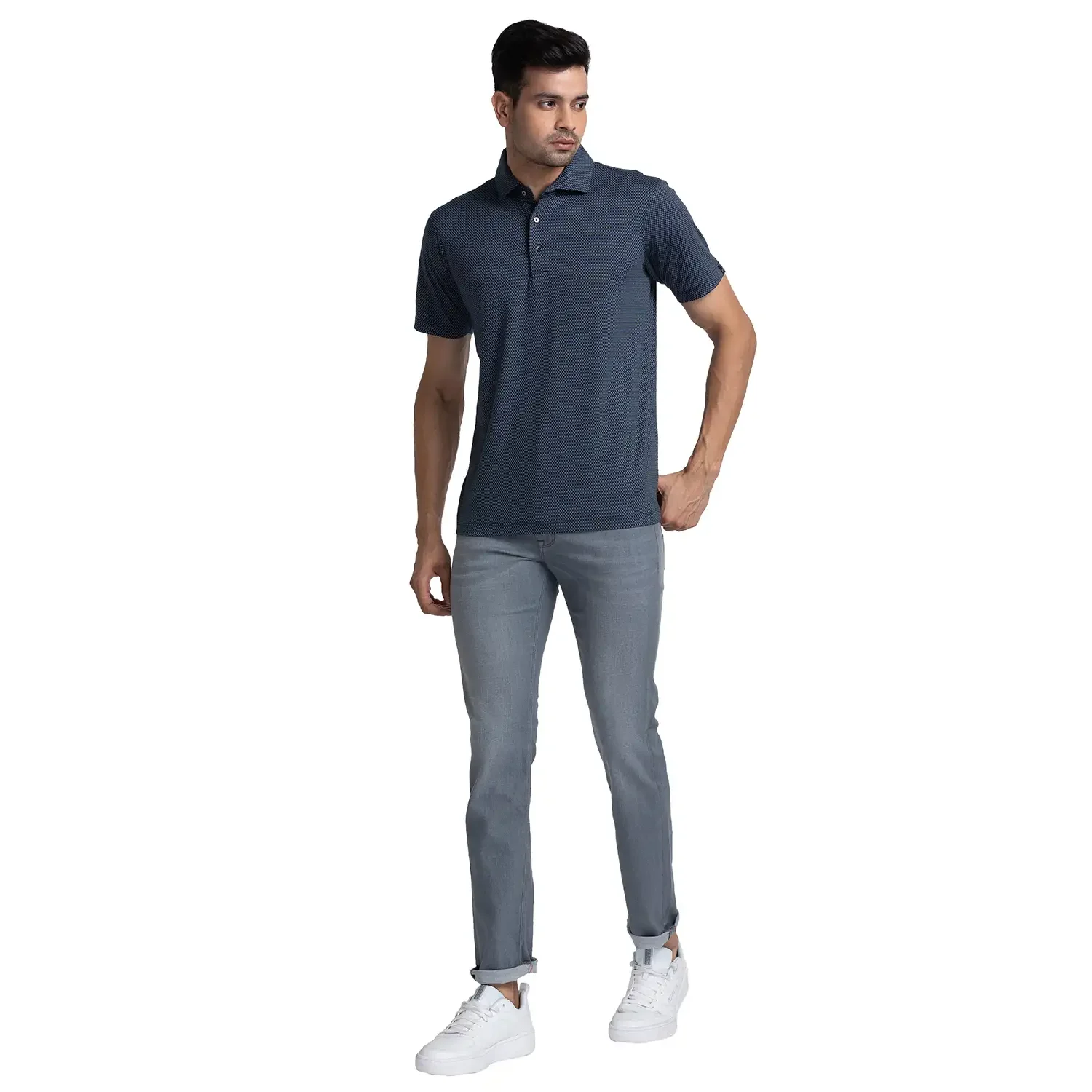 Men Grey Slim Fit Solid Cotton Blend Jeans - Image 5