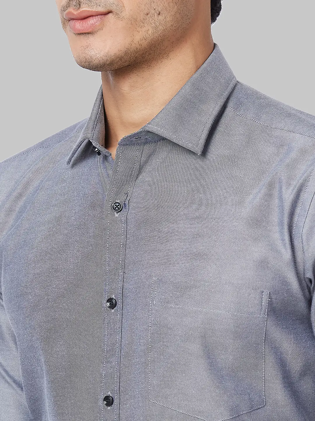 Park Avenue Men Grey Slim Fit Solid Cotton Blend Shirts - Image 6