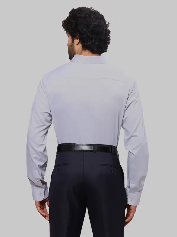 Men Grey Slim Fit Solid Cotton Shirts - Image 4