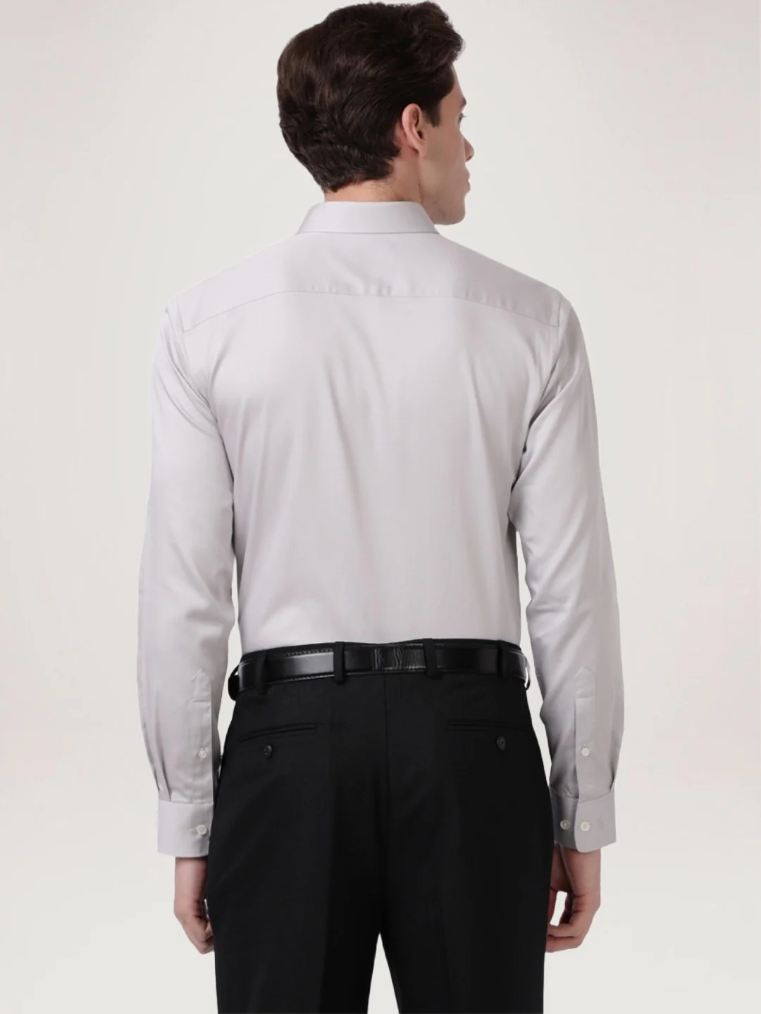 Men Grey Slim Fit Solid Cotton Shirts - Image 3