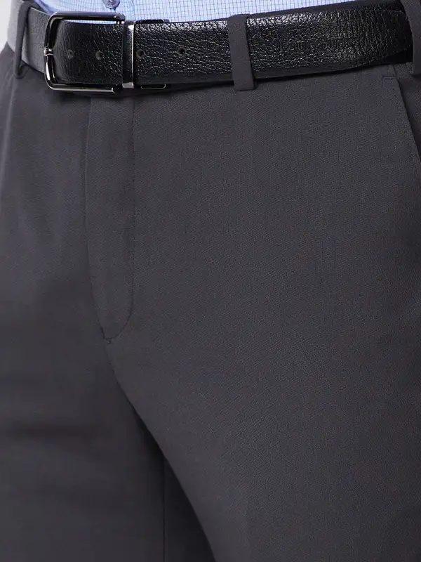 Men Grey Slim Fit Solid Polyester Blend Trouser - Image 6