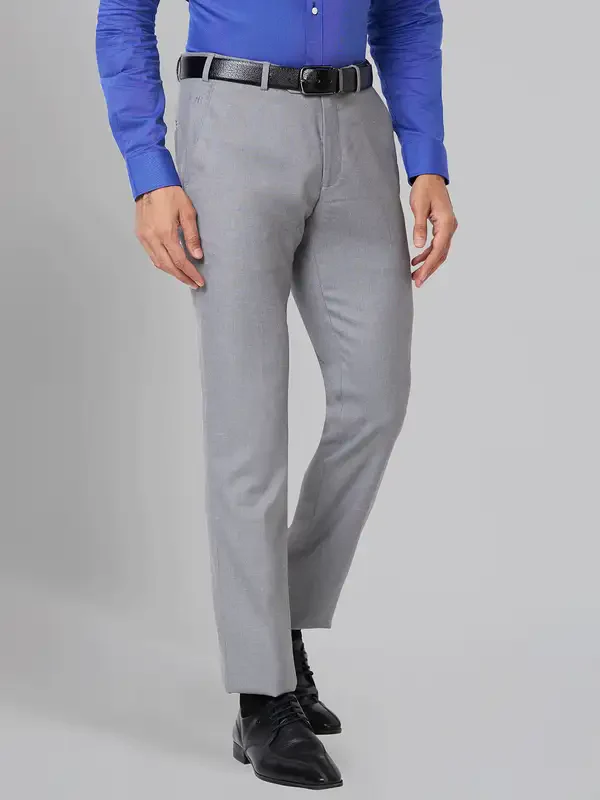 Raymond Men Grey Slim Fit Solid Polyester Blend Trouser - Image 2