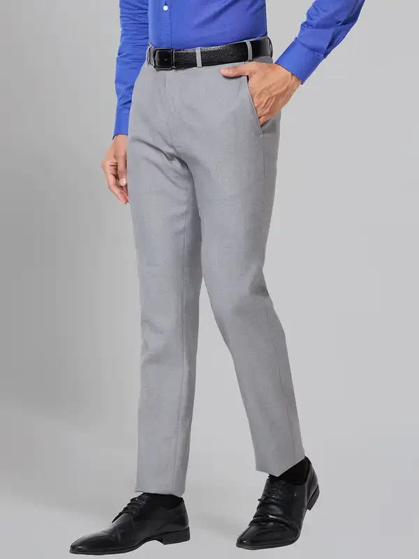 Raymond Men Grey Slim Fit Solid Polyester Blend Trouser - Image 3
