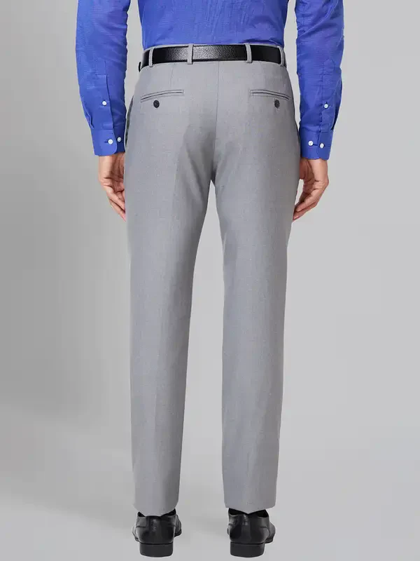 Raymond Men Grey Slim Fit Solid Polyester Blend Trouser - Image 4