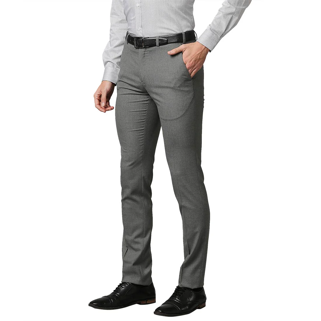 Raymond Men Grey Slim Fit Solid Trouser - Image 3