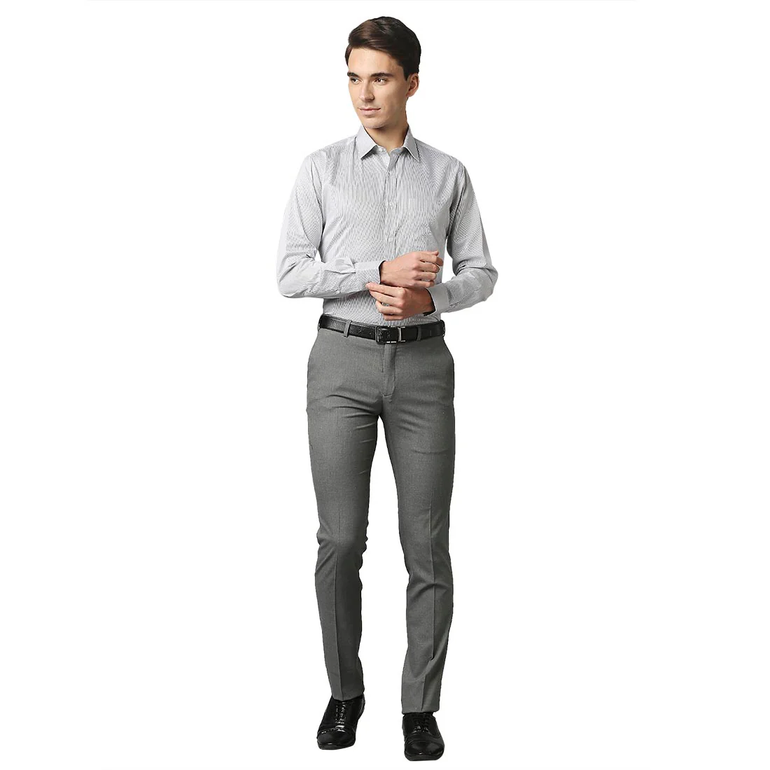Raymond Men Grey Slim Fit Solid Trouser - Image 6