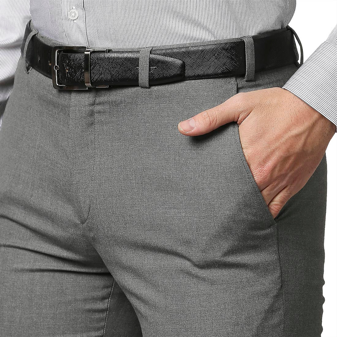 Raymond Men Grey Slim Fit Solid Trouser - Image 7
