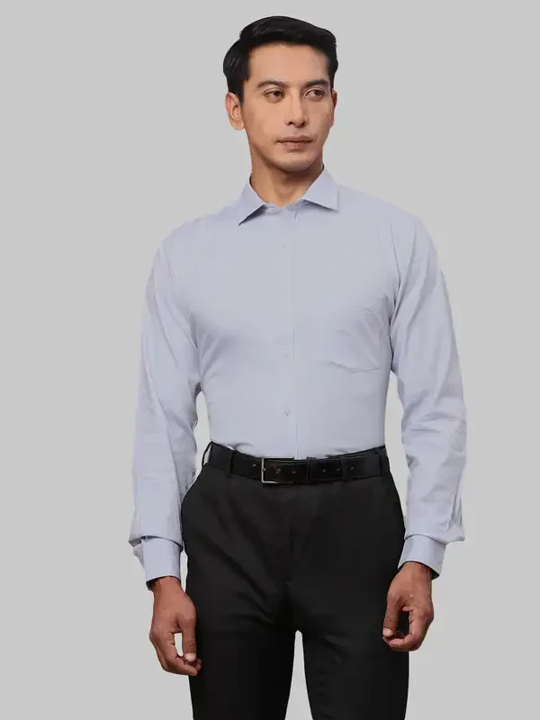 Men Grey Slim Fit Structure Cotton Shirts