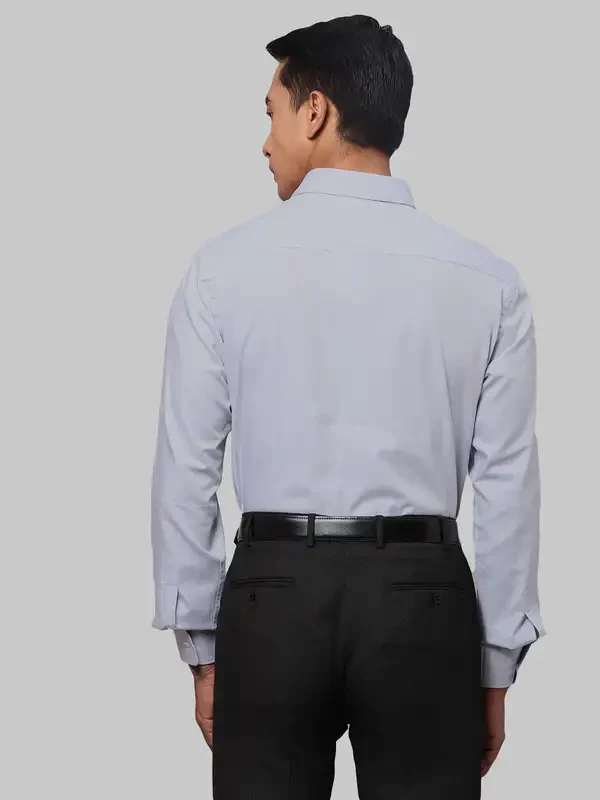 Men Grey Slim Fit Structure Cotton Shirts - Image 4