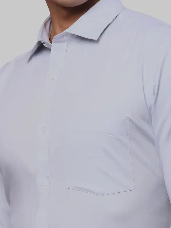 Men Grey Slim Fit Structure Cotton Shirts - Image 6