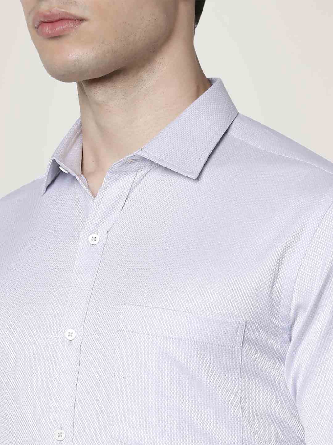 Men Grey Slim Fit Structure Cotton Shirts - Image 2