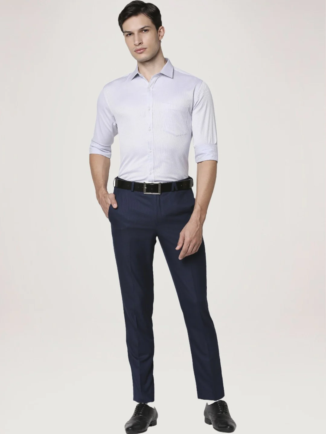 Men Grey Slim Fit Structure Cotton Shirts - Image 3