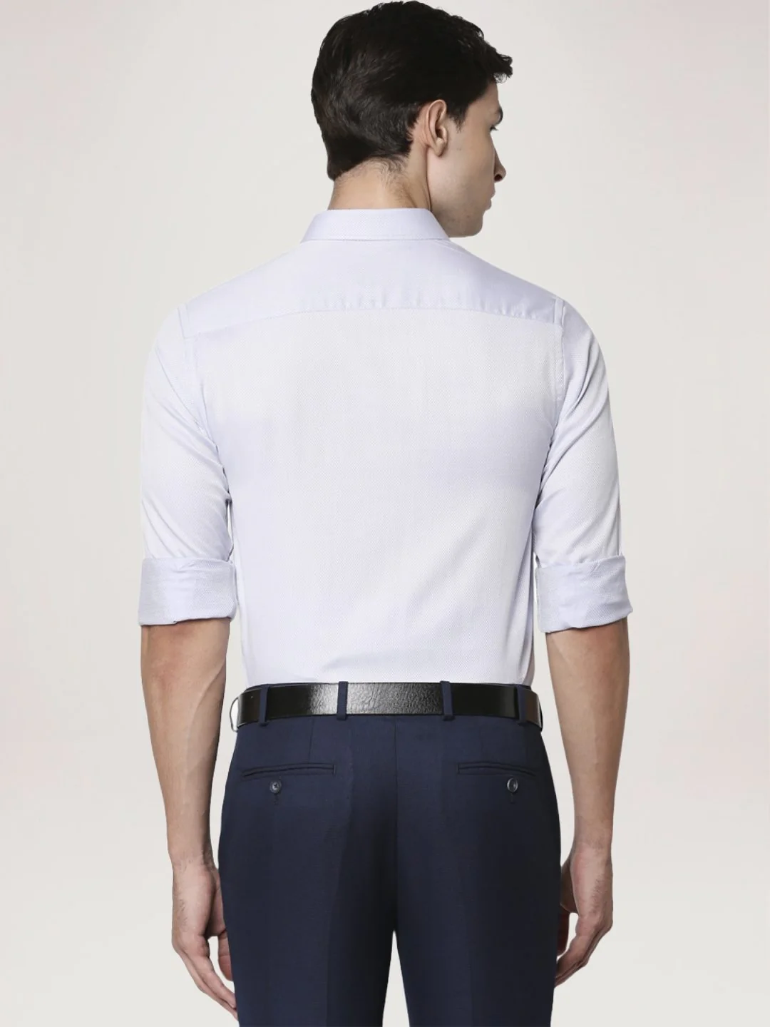Men Grey Slim Fit Structure Cotton Shirts - Image 4