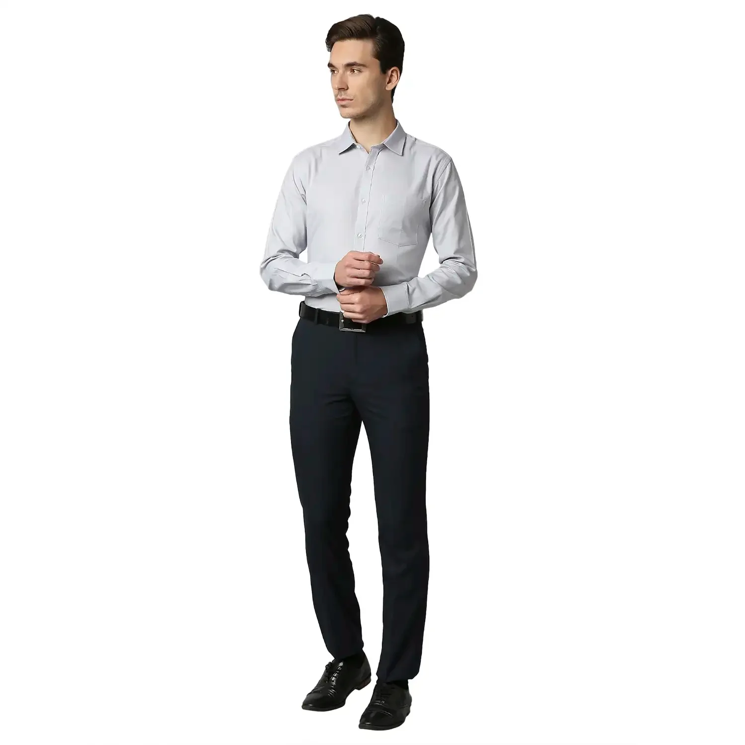 Men Grey Slim Fit Structure Cotton Shirts - Image 5