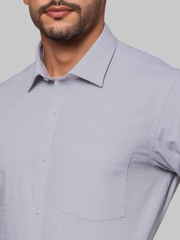Men Grey Slim Fit Structure Cotton Shirts - Image 6