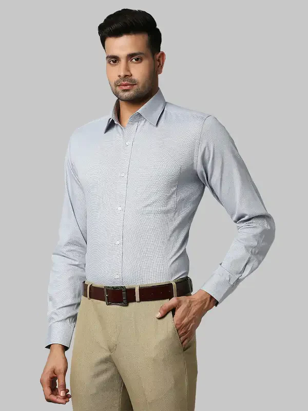 Men Grey Slim Fit Structure Cotton Shirts - Image 3