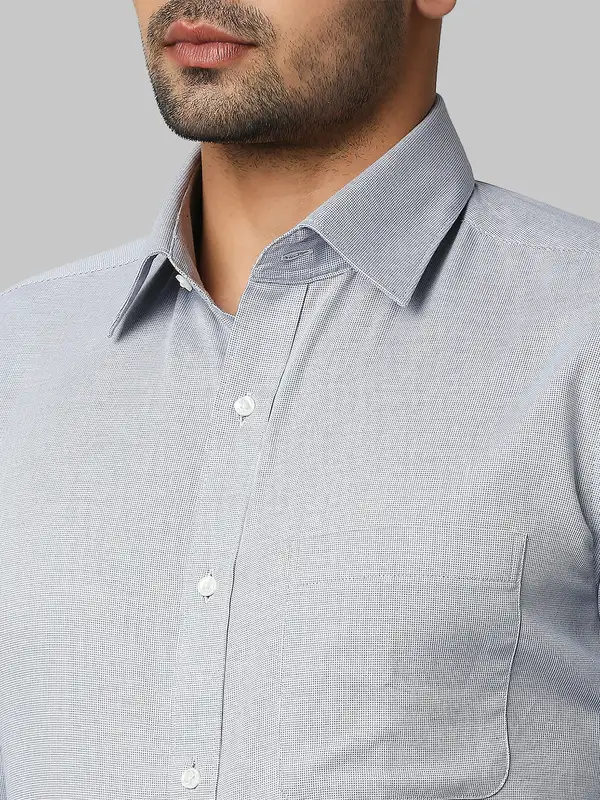 Men Grey Slim Fit Structure Cotton Shirts - Image 6