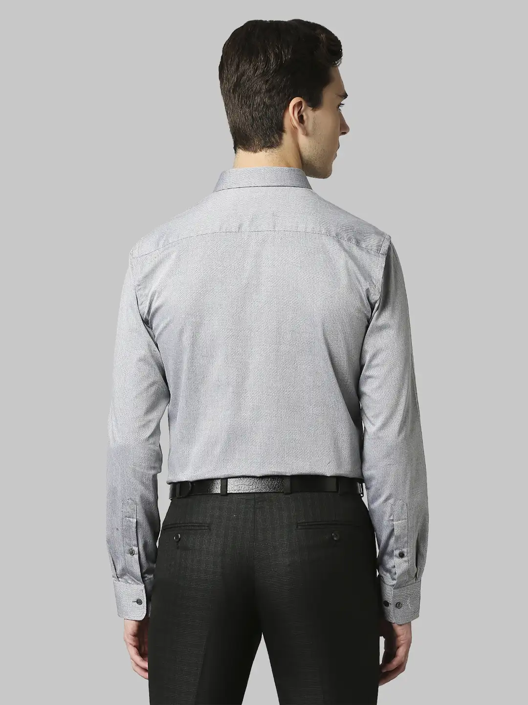 Men Grey Slim Fit Structure Cotton Shirts - Image 4