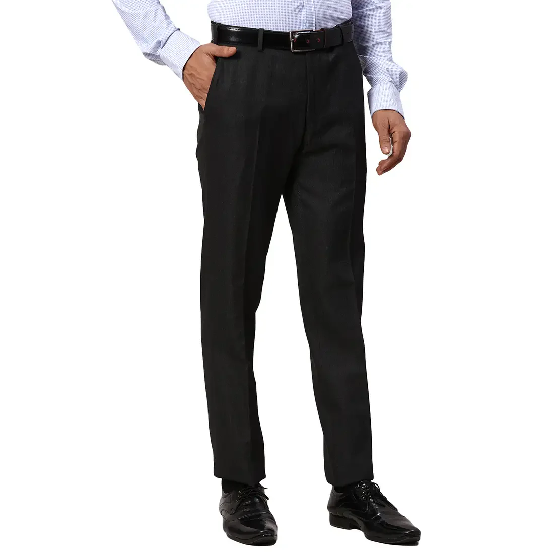Park Avenue Men Grey Slim Fit Structured Polyester Blend Trouser - Image 2
